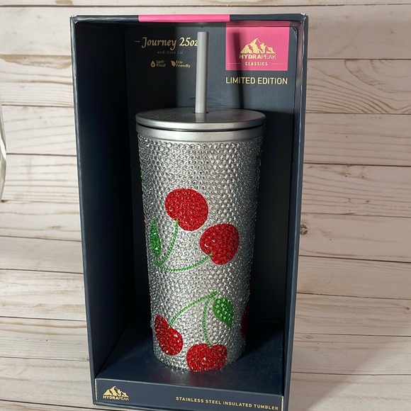 Hydrapeak Journey Cherries Rhinestone Insulated Tumbler 25oz NEW - Picture 1 of 3
